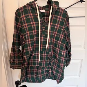Pink Lily Green Plaid Button Down Shirt